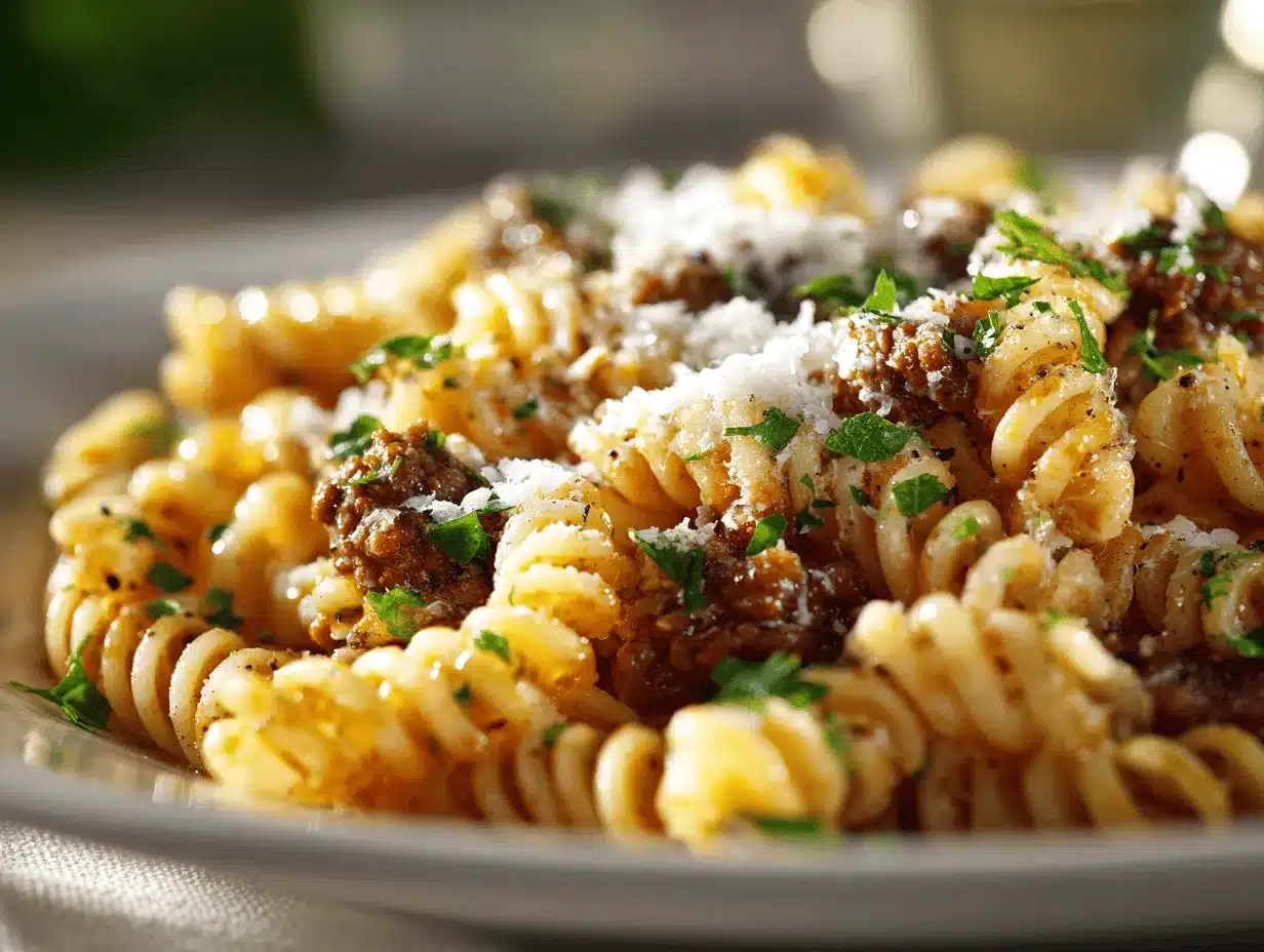 beef and rotini pasta preparation steps