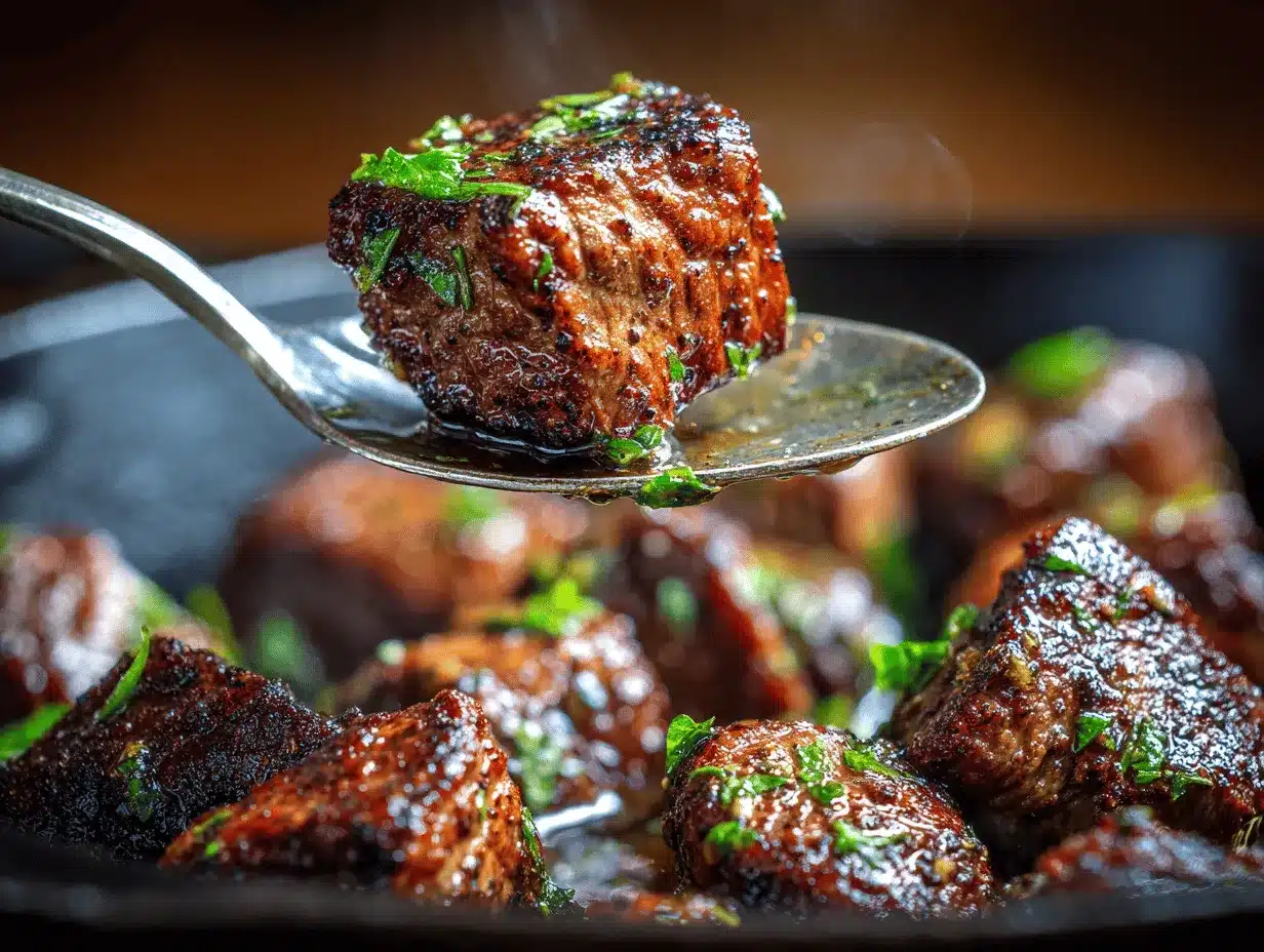 Cajun garlic butter steak bites preparation steps