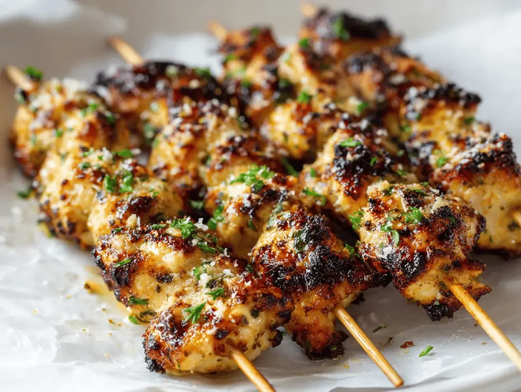 grilled ranch garlic parmesan chicken skewers - featured image