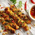 honey garlic chicken skewers - featured image