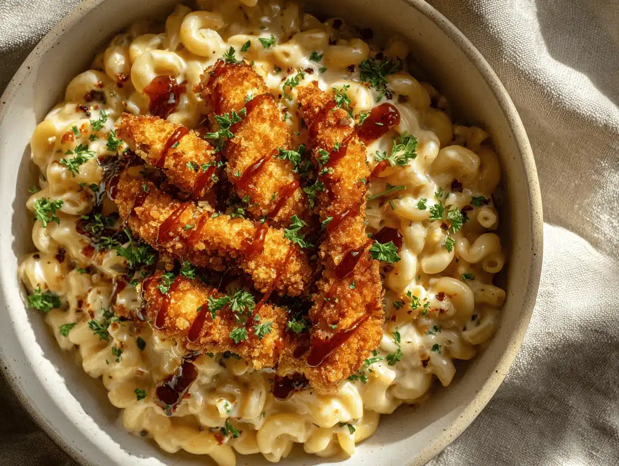 honey pepper chicken mac and cheese - featured image