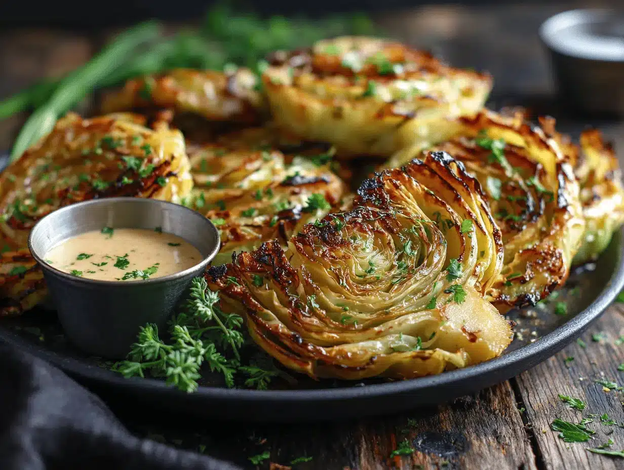oven roasted garlic cabbage steaks preparation steps