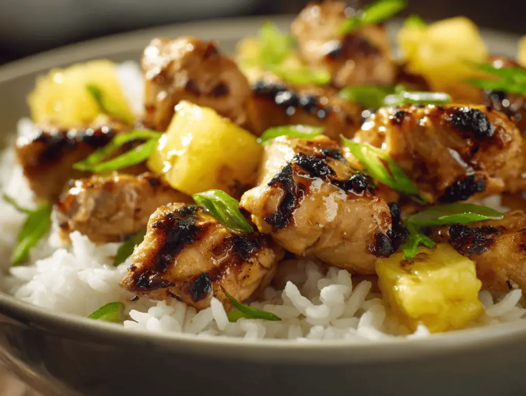 pineapple chicken and rice bowl - featured image
