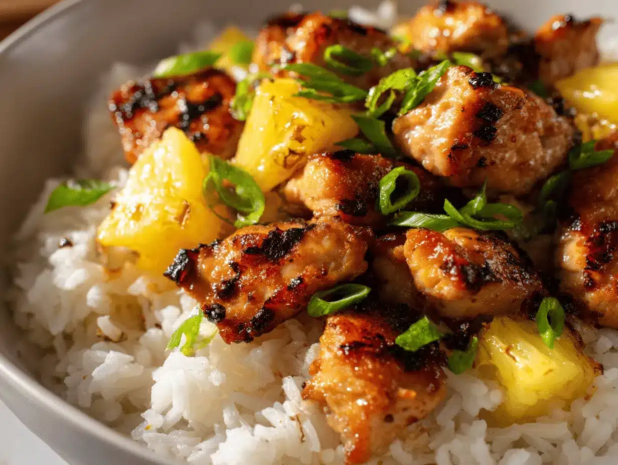 pineapple chicken and rice bowl preparation steps